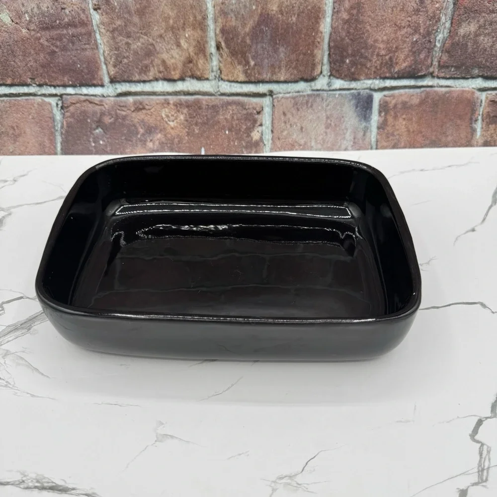 Vintage Haeger USA‎ Black Ebony 3832 Rectangle Pottery Serving Dish MCM